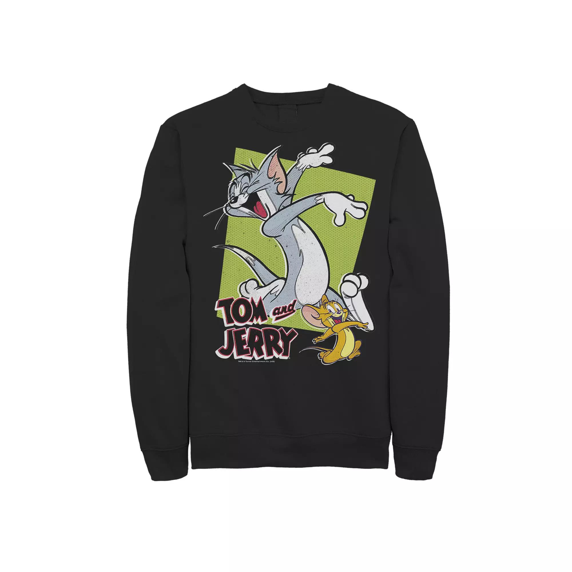 Mens Tom And Jerry Retro Style Green Box Portrait Sweatshirt, Men's,  Product Image