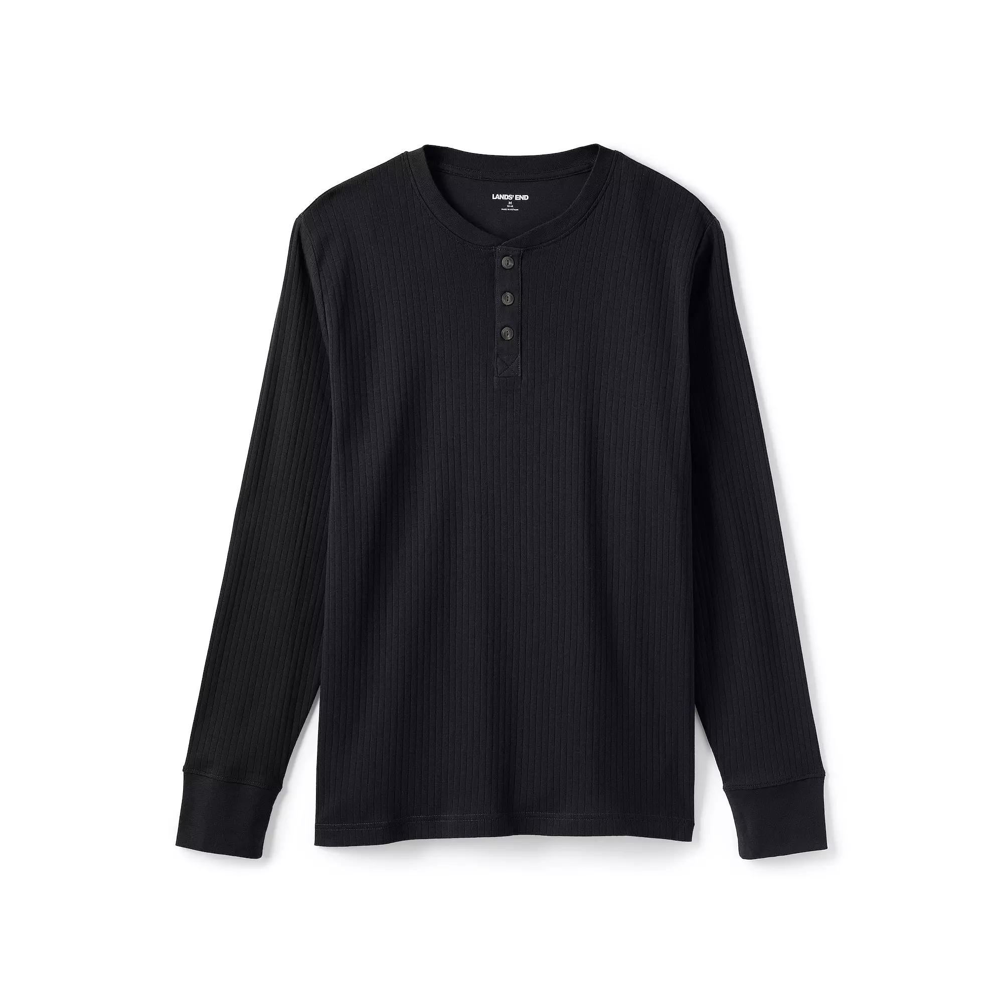 Men's Lands' End Ribbed Pajama Sleep Henley,  Product Image