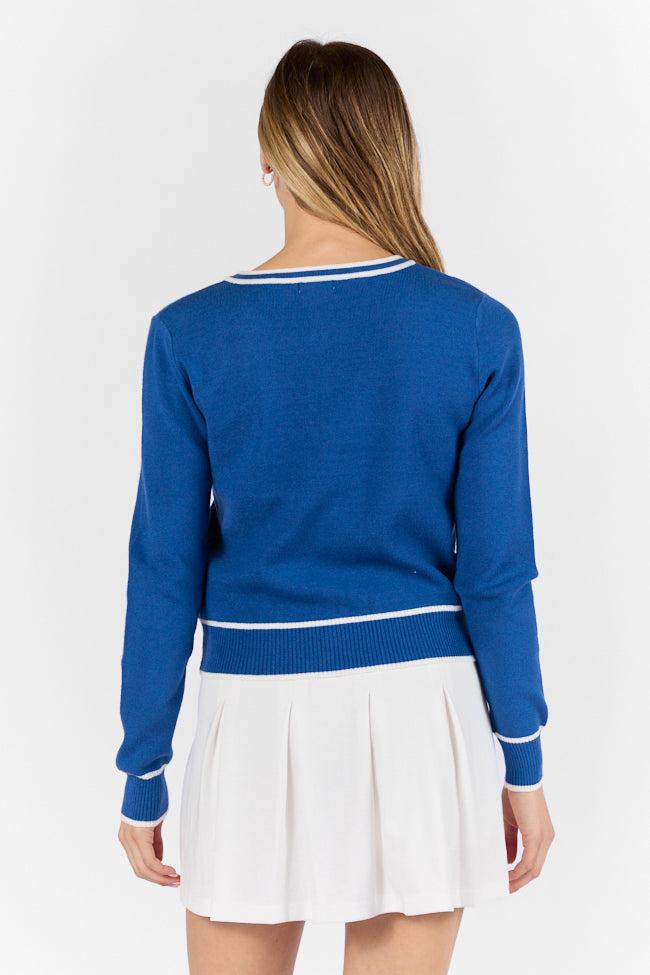 Gives Me Time Navy and Ivory Contrast Trim Cardigan FINAL SALE Product Image