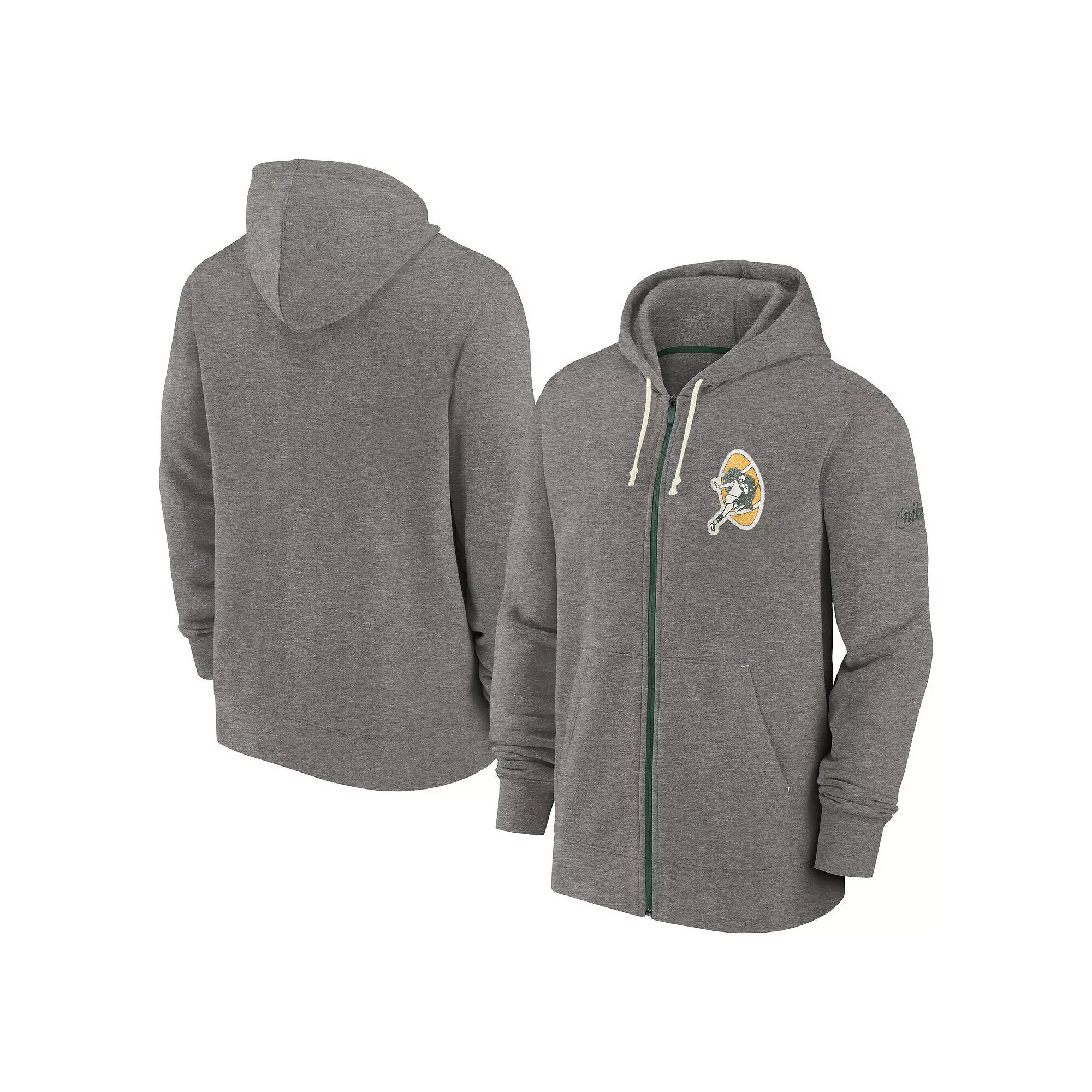 Men's Nike Heather Charcoal New England Patriots Historic Lifestyle Full-Zip Hoodie,  Product Image