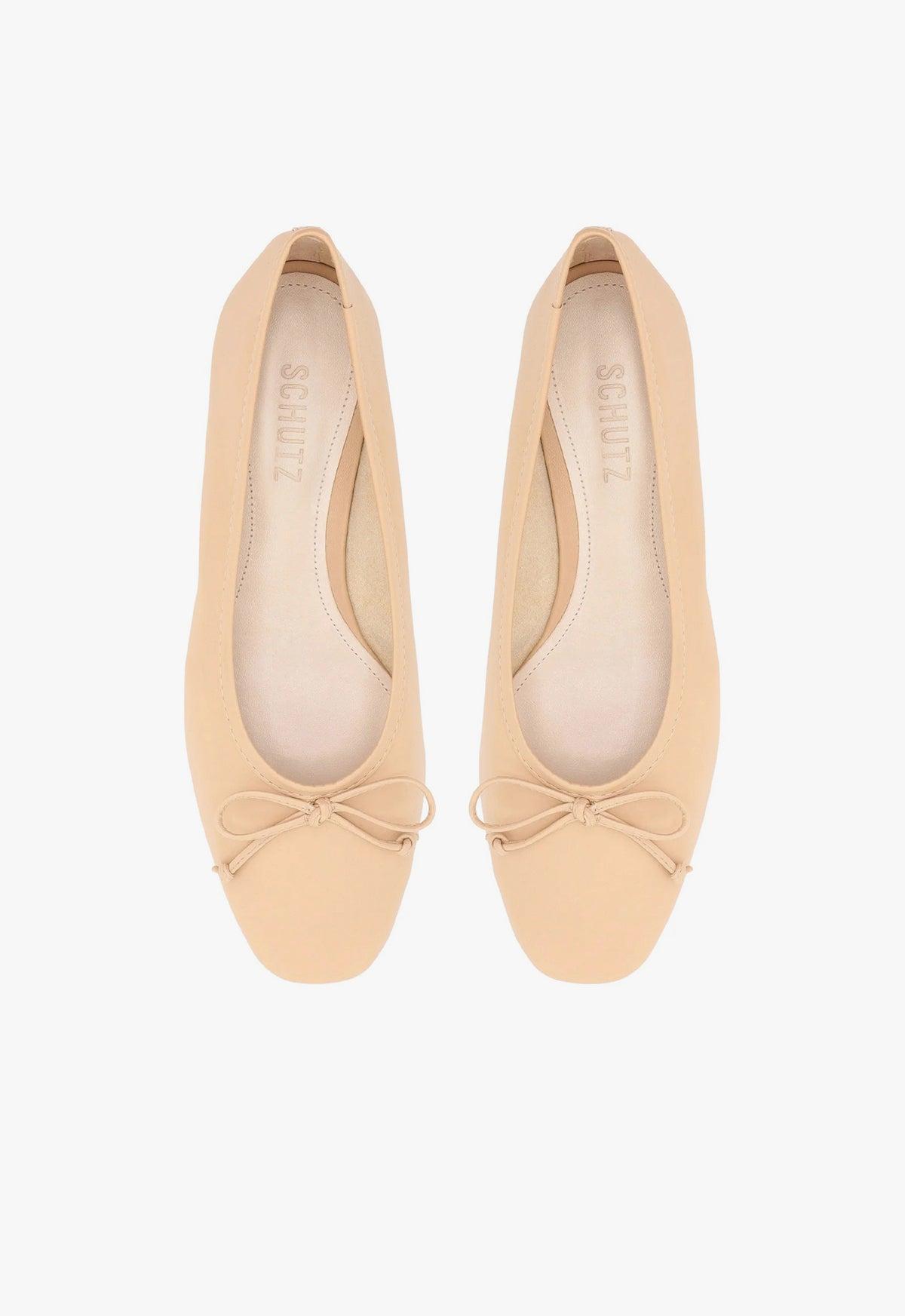 Arissa Beige Leather Ballet Flat Female Product Image