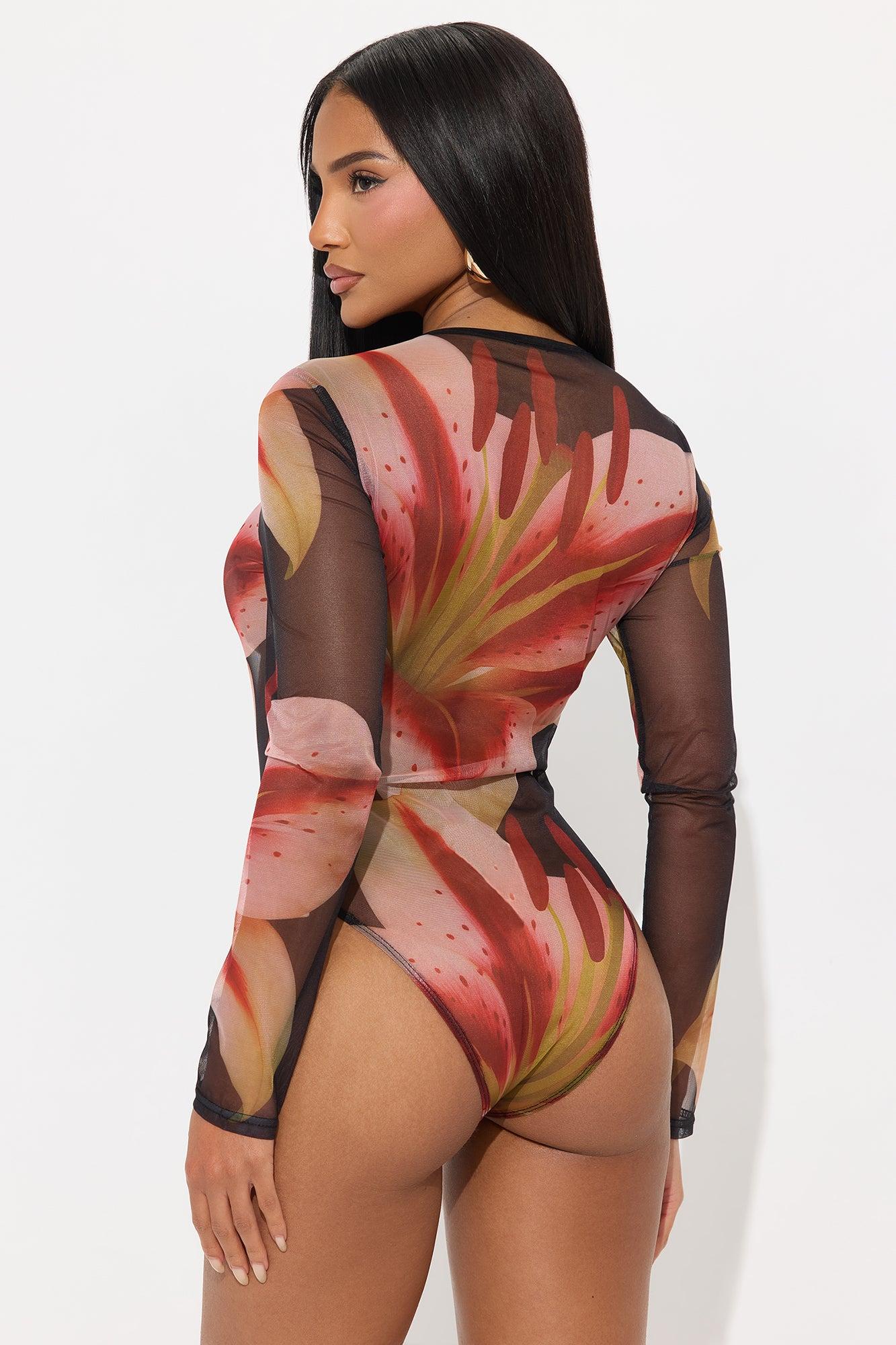 La Flora Mesh Bodysuit - Black/combo Female Product Image