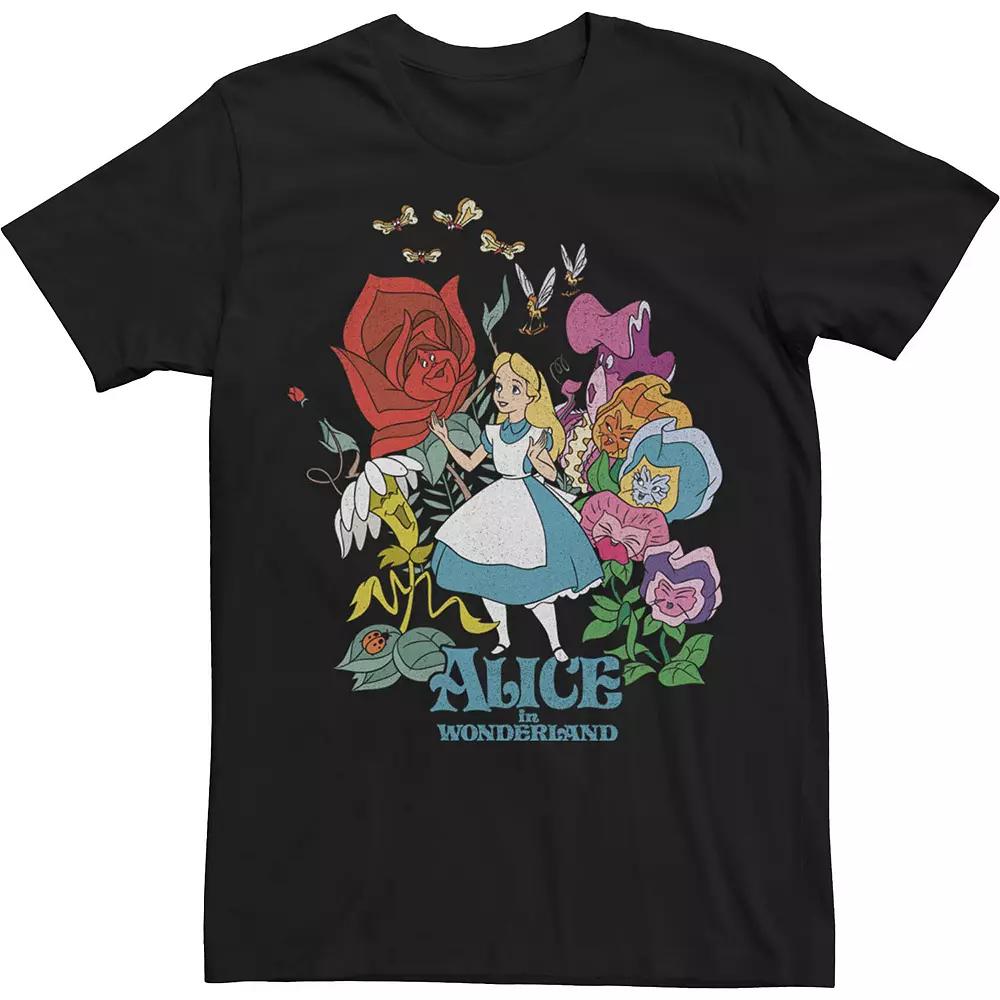Disney's Alice In Wonderland Men's Walking Through The Flowers Tee, Size: Large, Black Product Image