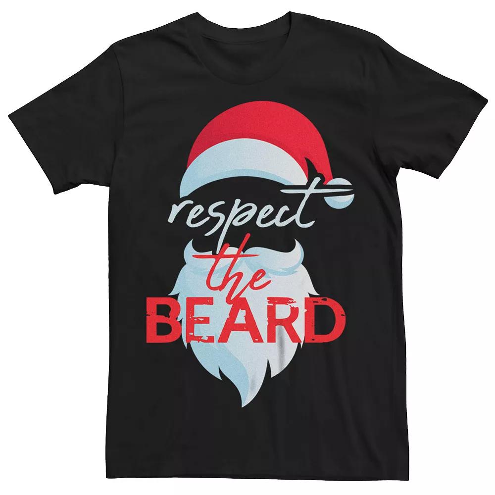Men's Christmas Santa Respect The Beard Graphic Tee, Size: XL, Black Product Image
