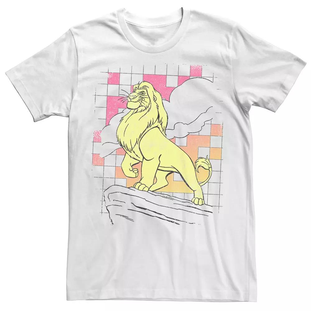 Disney's The Lion King Distressed Simba Checkered Men's Tee, Size: 3XL, White Product Image