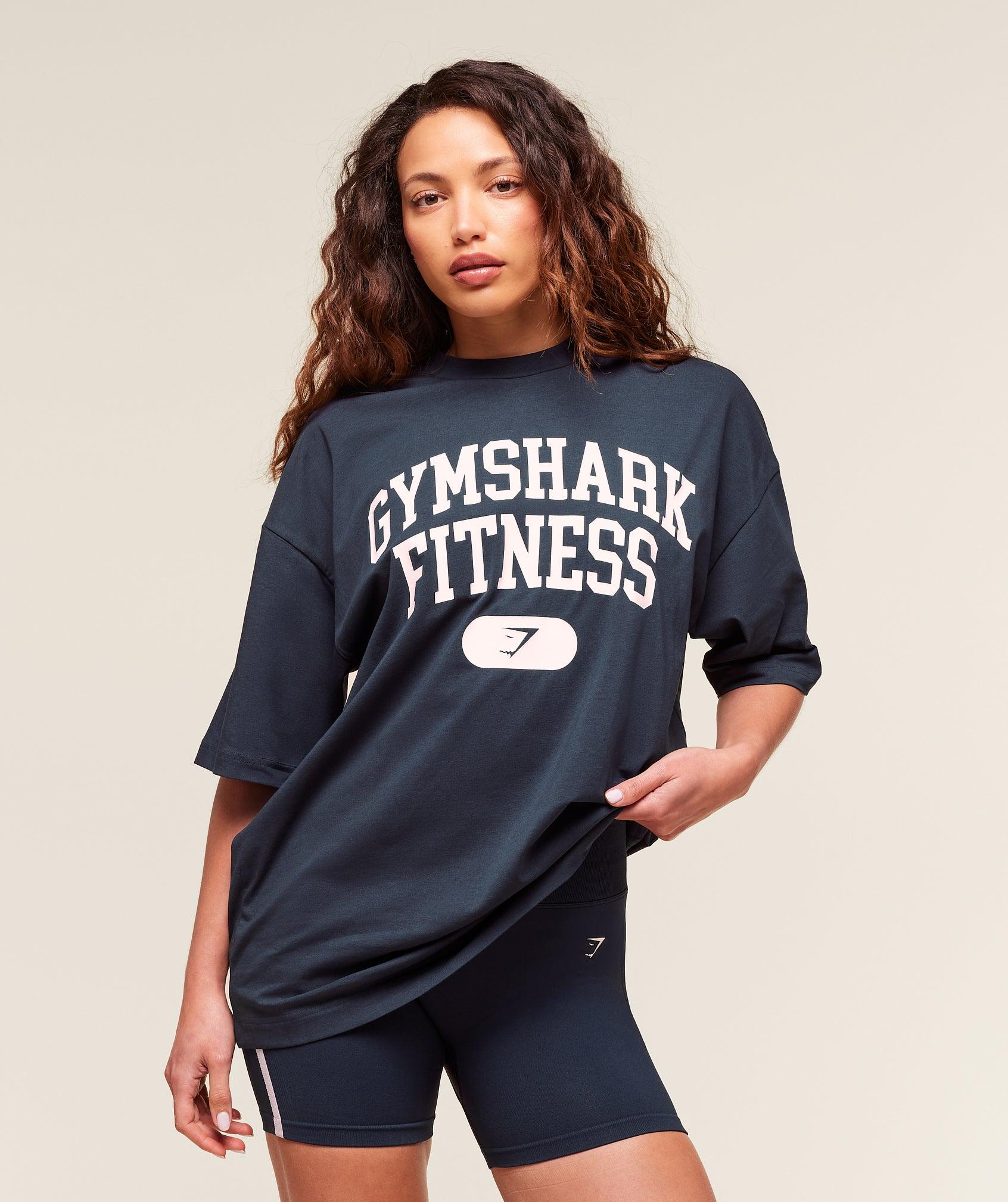 Gymshark Campus Graphic Oversized T-shirt - Heavy Blue Female Product Image
