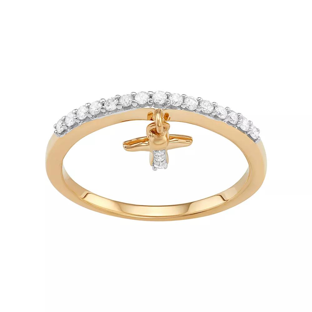 Jewelexcess Sterling Silver 1/5 Carat T.W. Diamond Angel Charm Ring, Women's, Size: 6, Gold Tone Product Image