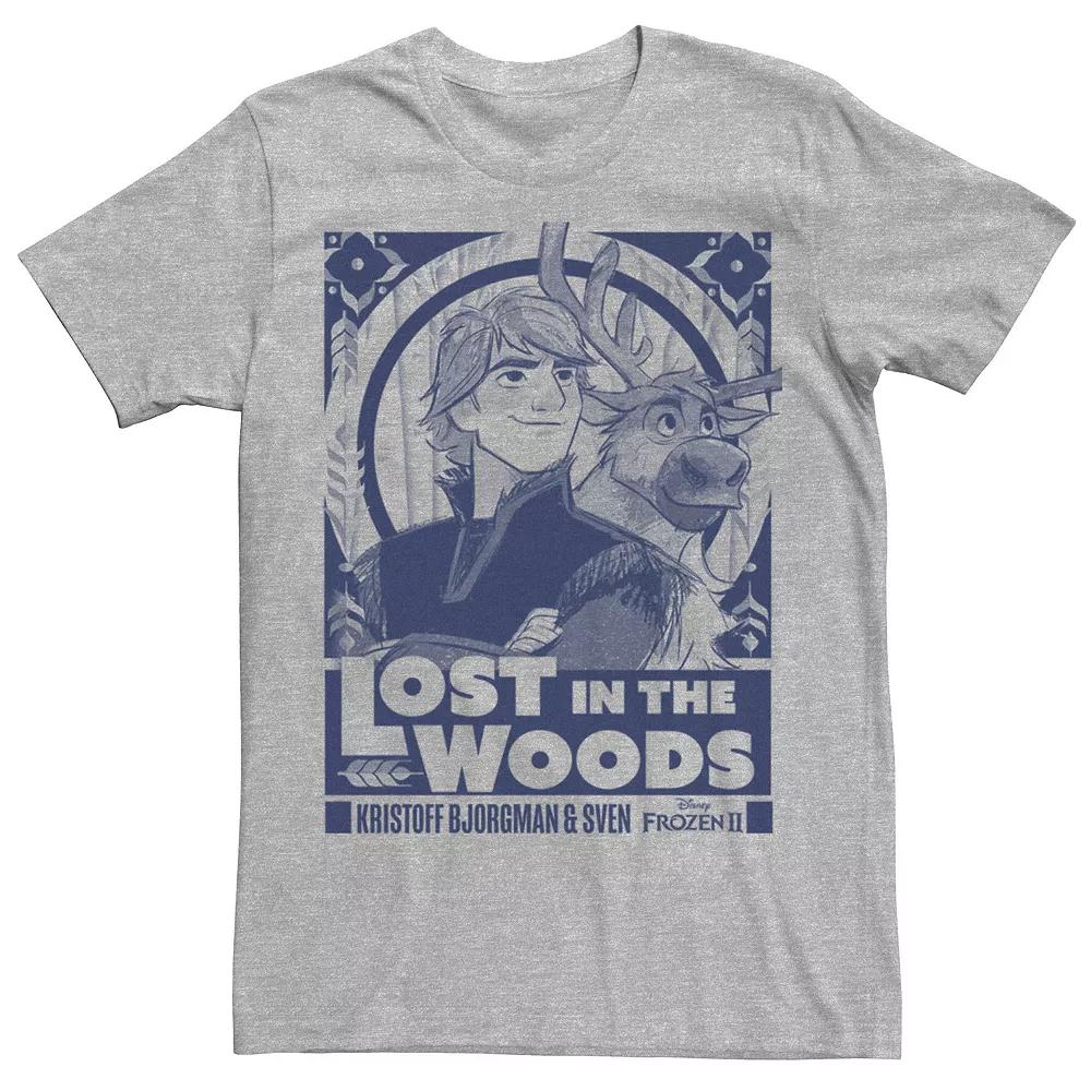 Disney's Frozen 2 Kristoff & Sven Lost In The Woods Poster Men's Tee, Size: Small, Athletic Grey Product Image