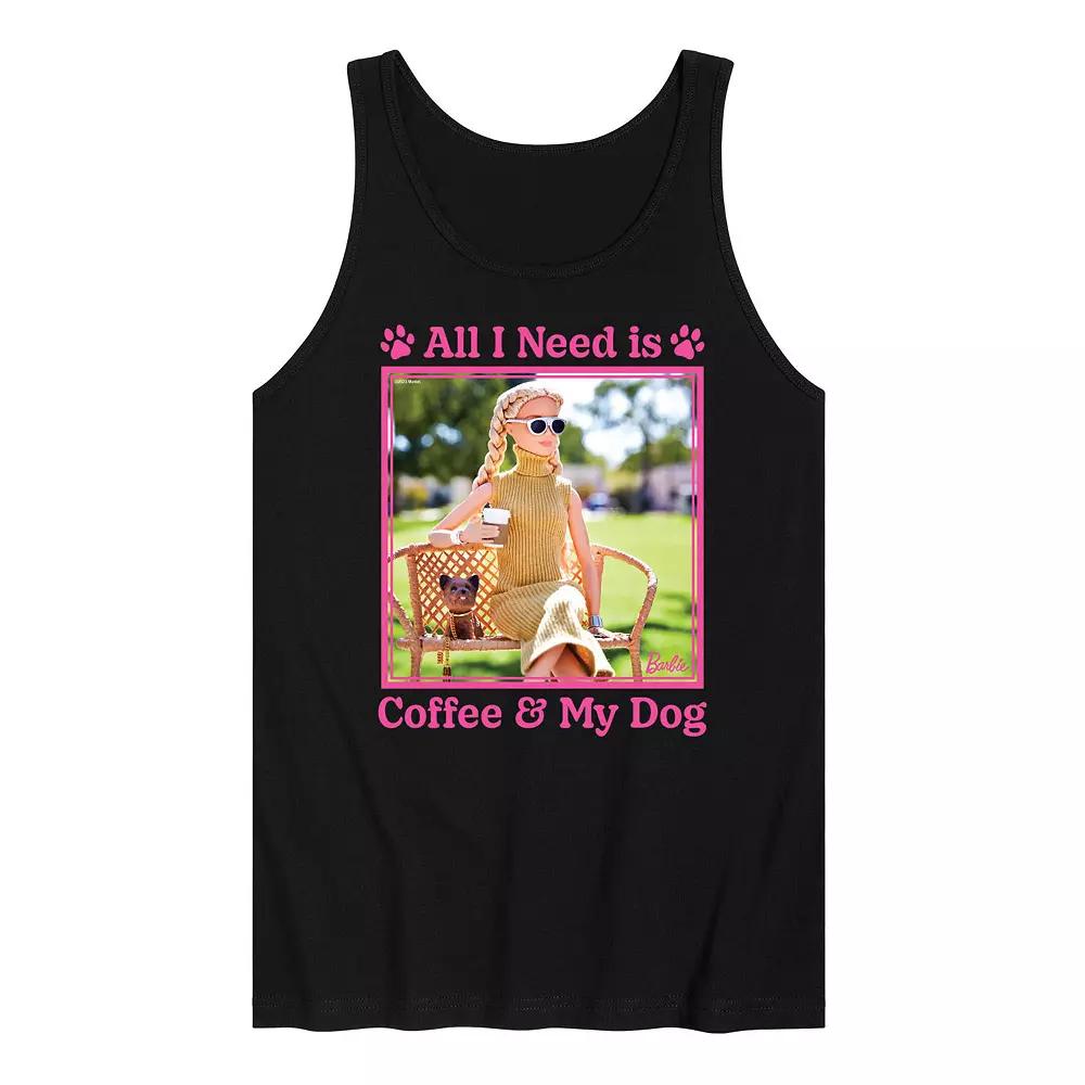 Men's Barbie® All I Need Is Coffee Dog Graphic Tank Top,  Product Image