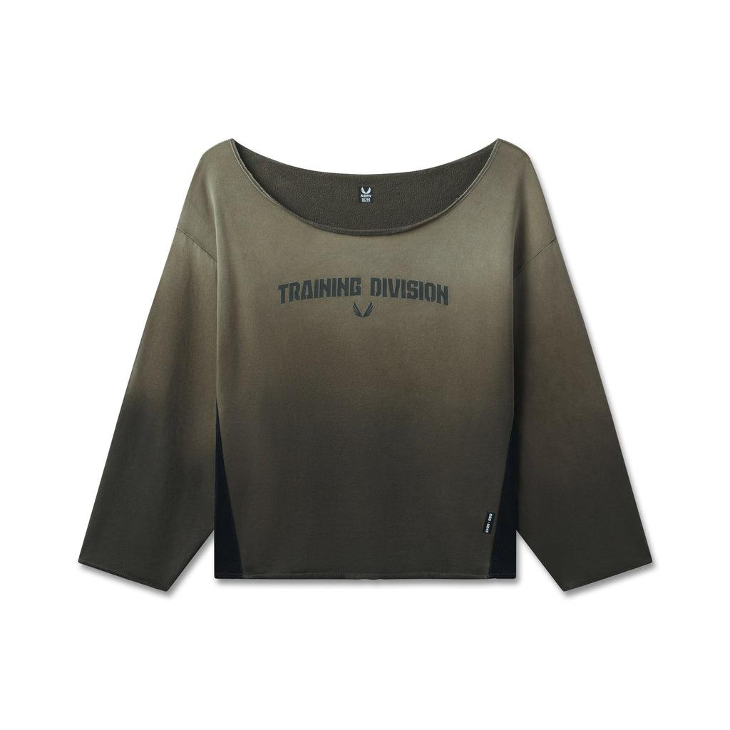 W049. Raw Hem Oversized Crewneck - Olive Sun Fade Product Image