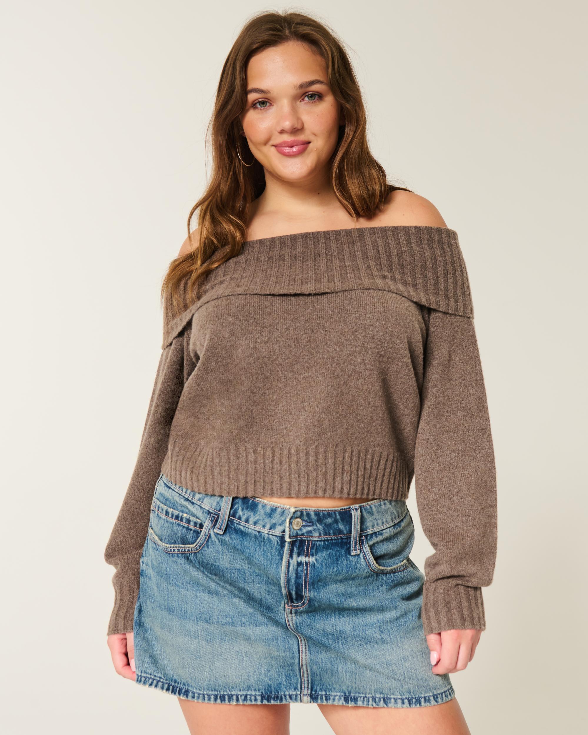 Hollister Comfy Cloud Foldover Off-the-Shoulder Sweater Product Image
