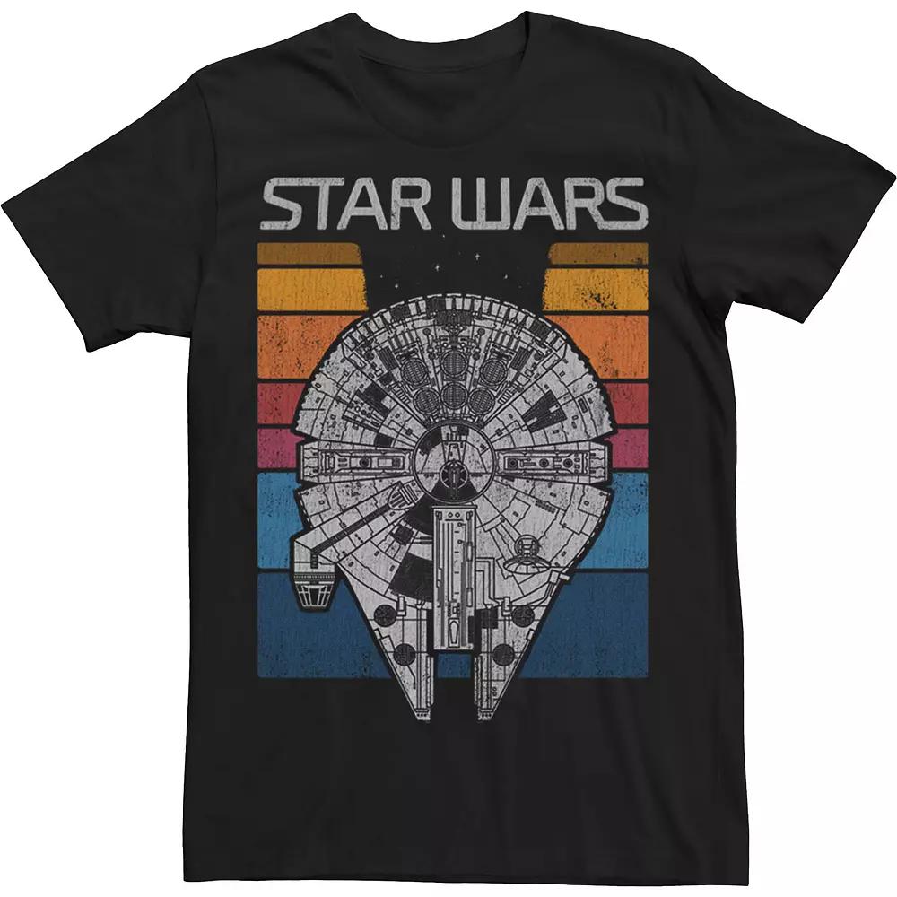 Big & Tall Star Wars Millennium Falcon Retro Stripes Logo Tee, Men's, Size: 5XL, Black Product Image