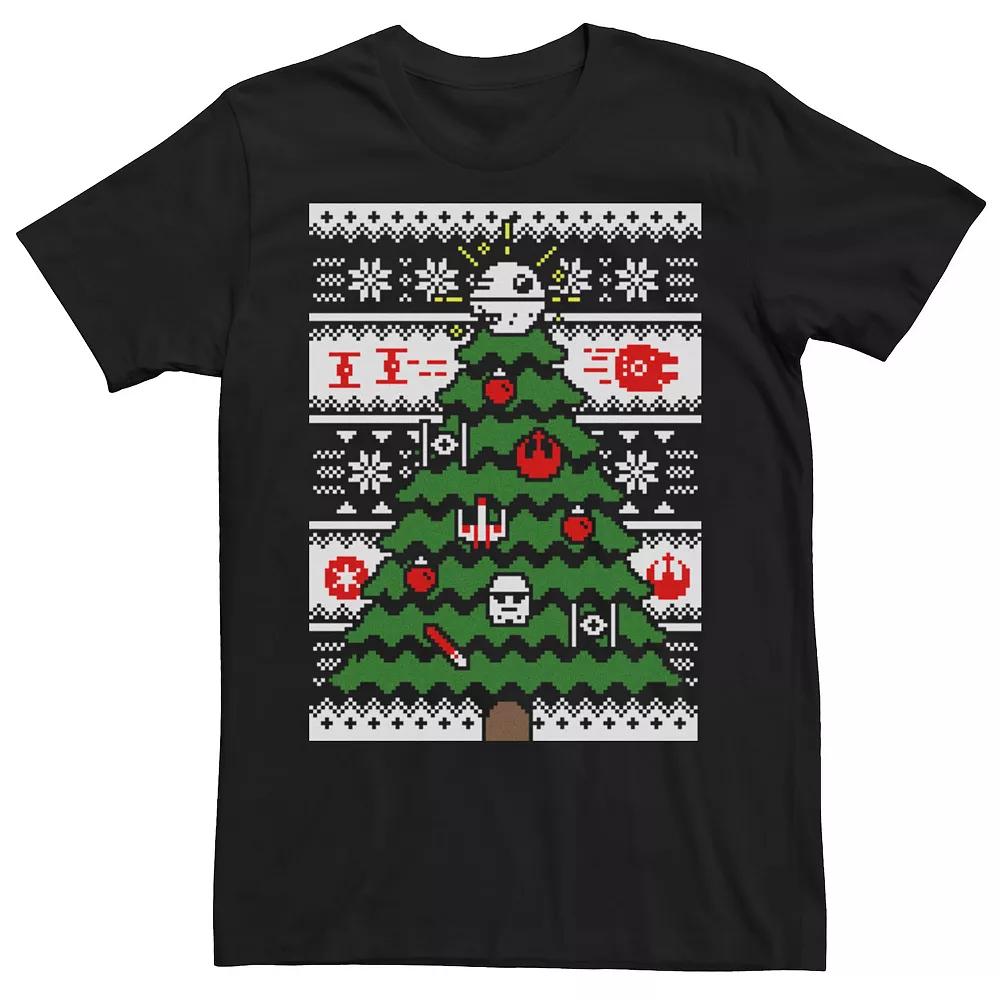 Men's Star Wars Death Star Christmas Tree Ugly Sweater Tee, Size: Medium, Black Product Image