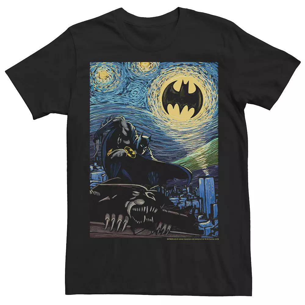 Men's DC Comics Batman The Dark Knight Starry Night Style Poster Graphic Tee,  Product Image