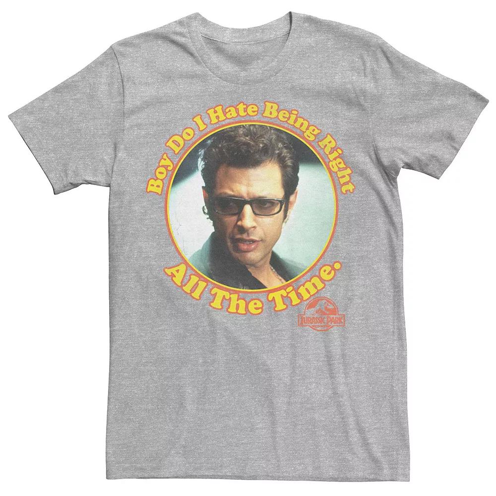 Men's Jurassic Park Hate Being Right All The Time Tee, Size: XXL, Athletic Grey Product Image