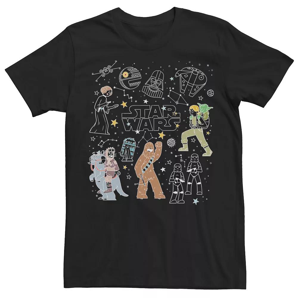 Men's Star Wars Group Shot Constellation Doodles Tee,  Product Image