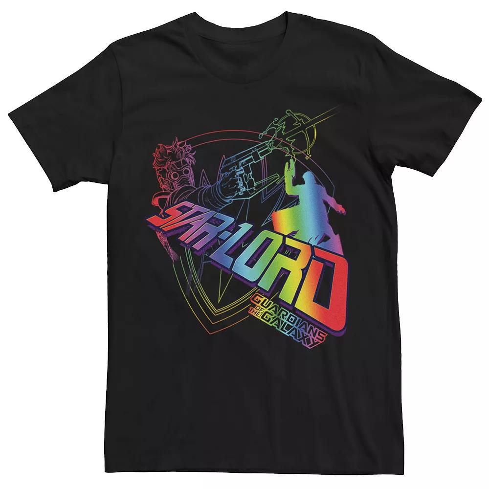 Big & Tall Marvel Guardians Of The Galaxy Star-Lord Rainbow Logo Graphic Tee, Men's,  Product Image