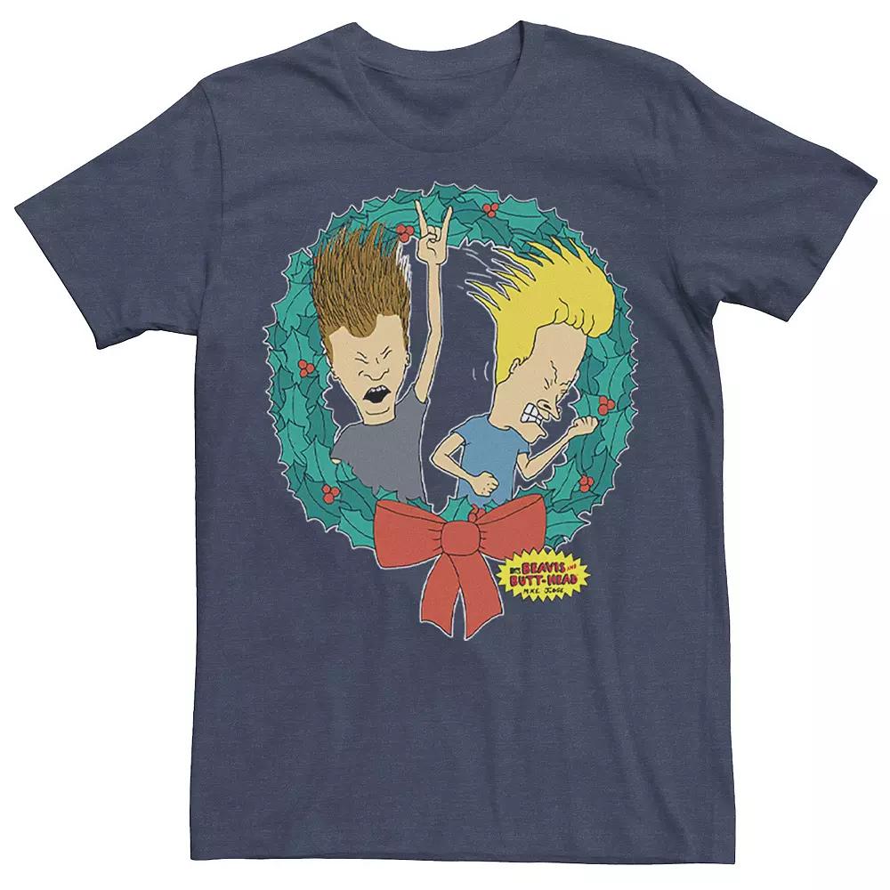 Men's Beavis & Butthead Christmas Rock & Wreath Tee,  Product Image