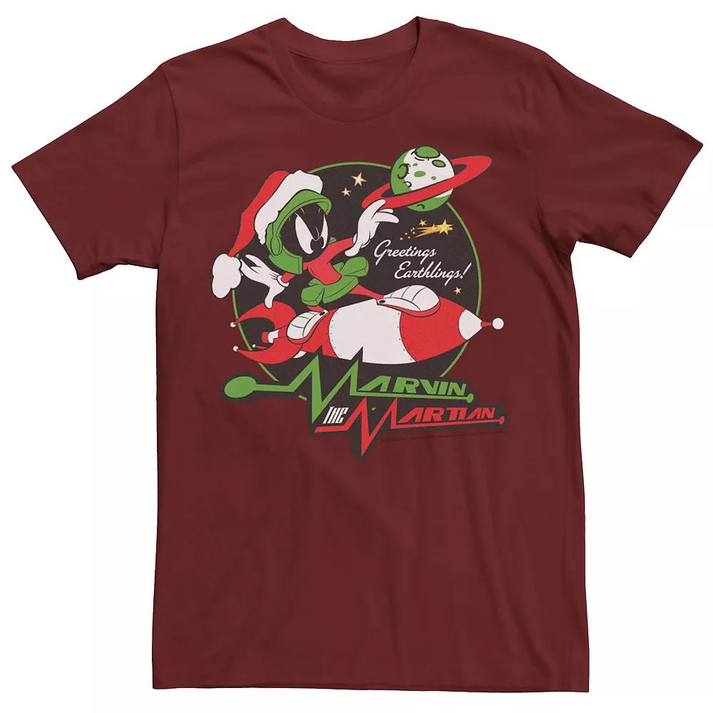 Men's Looney Tunes Christmas Marvin The Martian Greetings Tee,  Product Image
