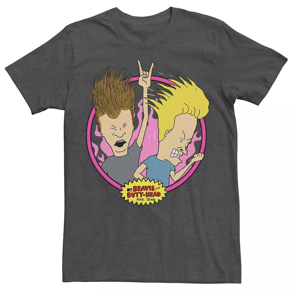 Men's Beavis and Butthead Rock N' Roll Circle Portrait Tee,  Product Image