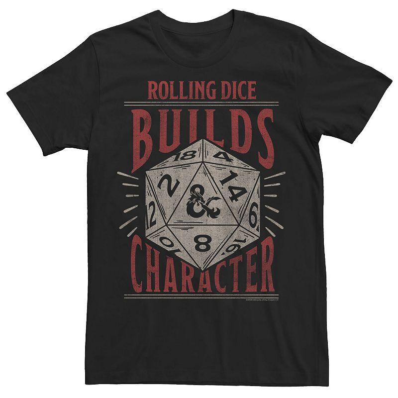 Men's Dungeons And Dragons Rolling Dice Builds Character Tee, Size: XXL, Black Product Image