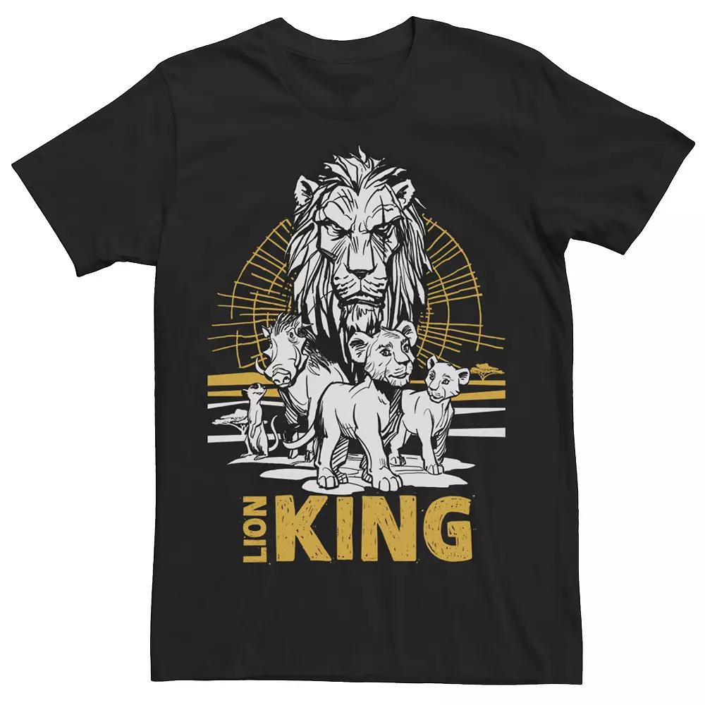Disney's The Lion King Men's Live Action Group Shot Sketch Poster Tee, Size: XXL, Black Product Image
