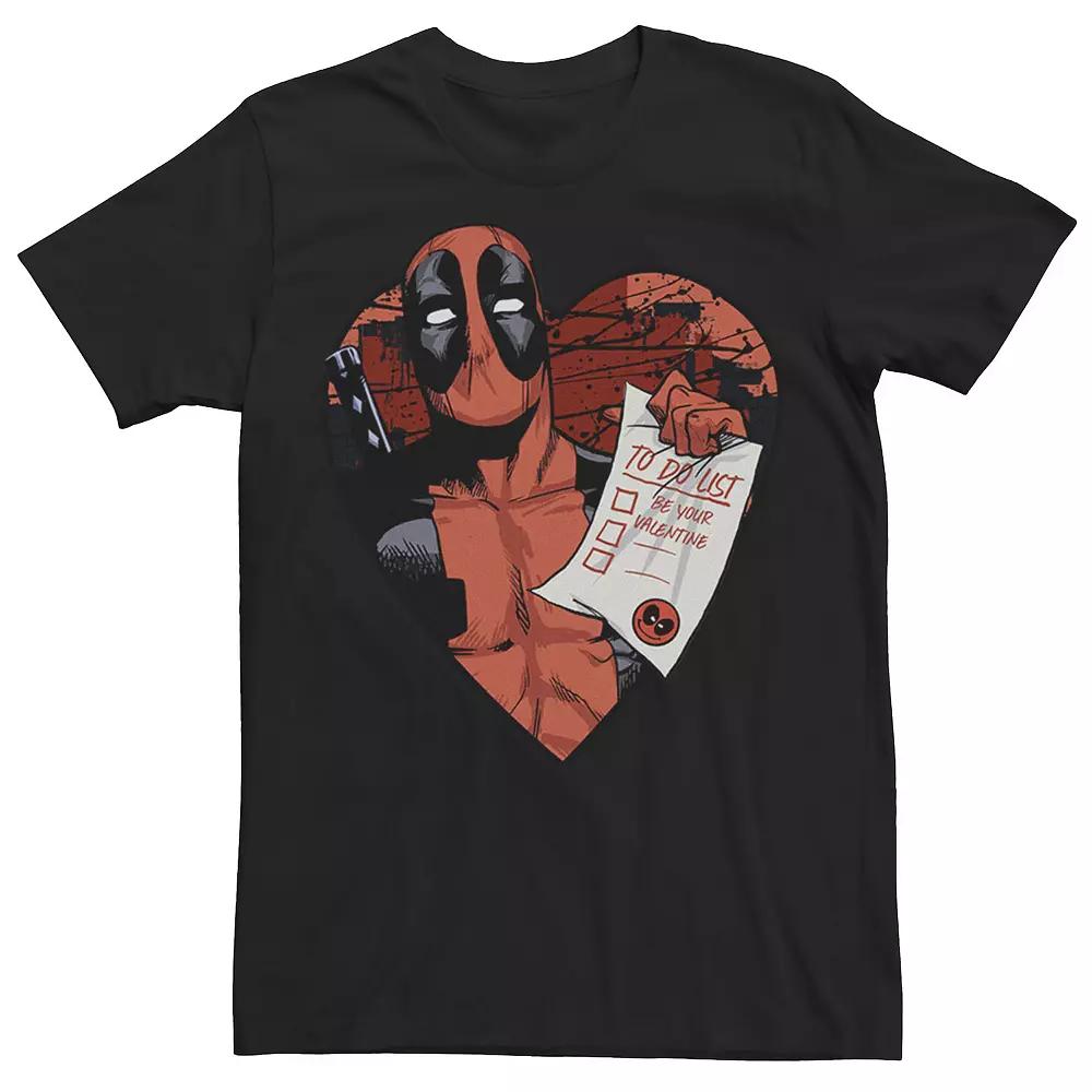 Men's Marvel Deadpool To Do List You Valentine's Tee, Size: 3XL, Black Product Image