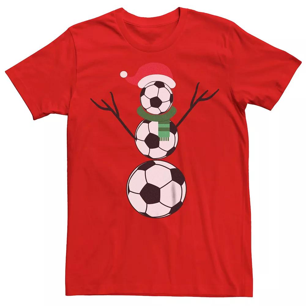 Men's Christmas Soccer Snowman Graphic Tee, Size: XL, Red Product Image