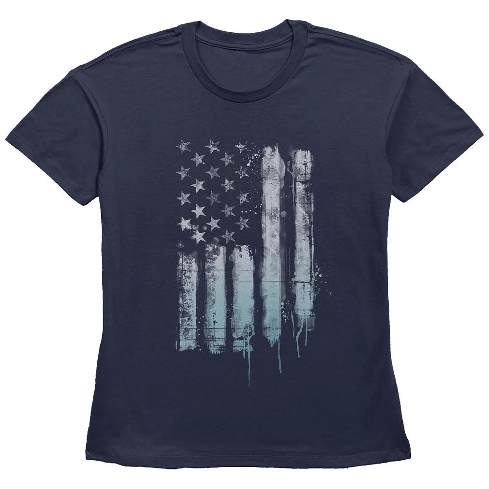 Women's Fifth Sun Rustic American Flag Paint Drip Short Sleeve Graphic Tee, Girl's,  Product Image