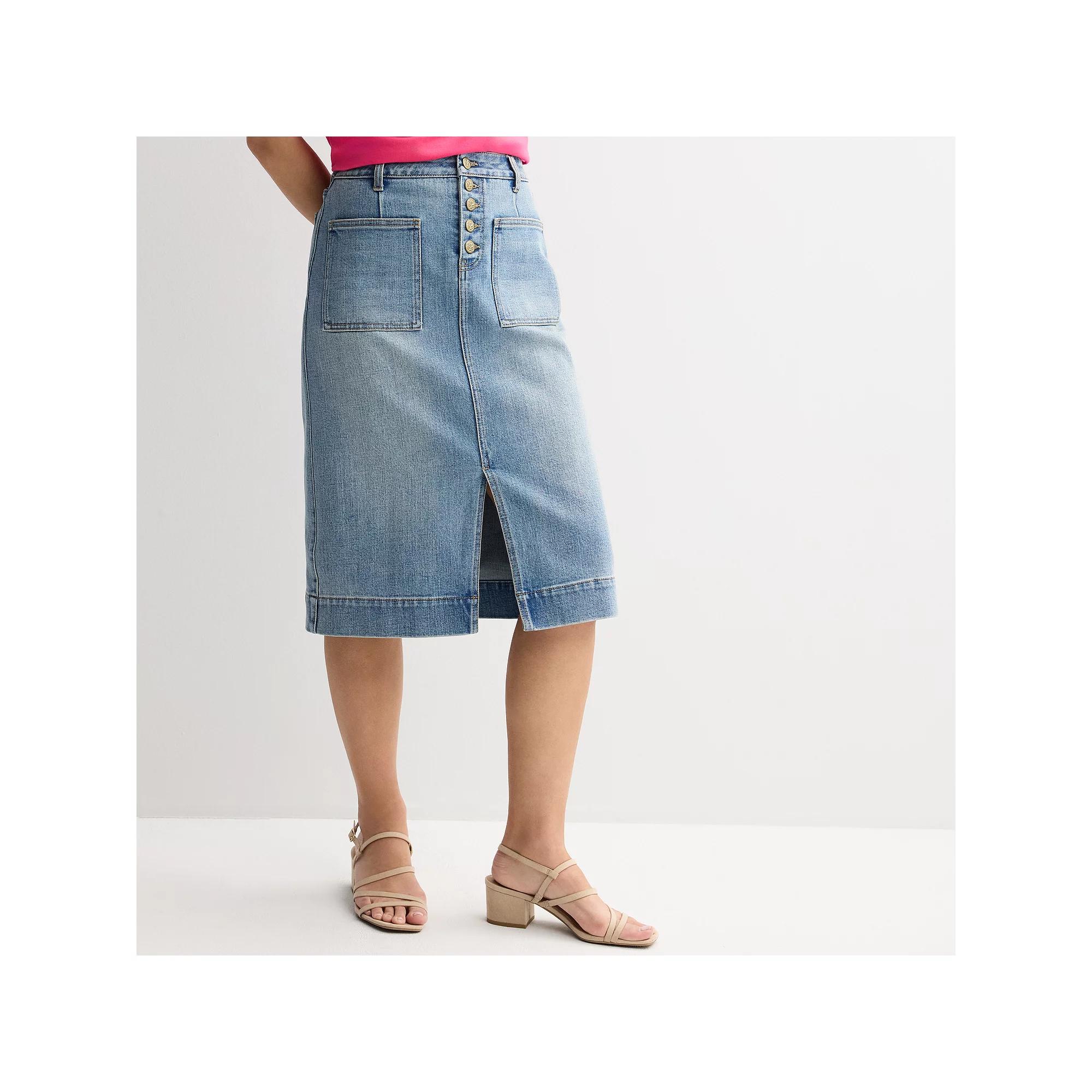 Women's Draper James Patch Pocket Denim Midi Skirt, Size: 8, Vintage Blue Product Image