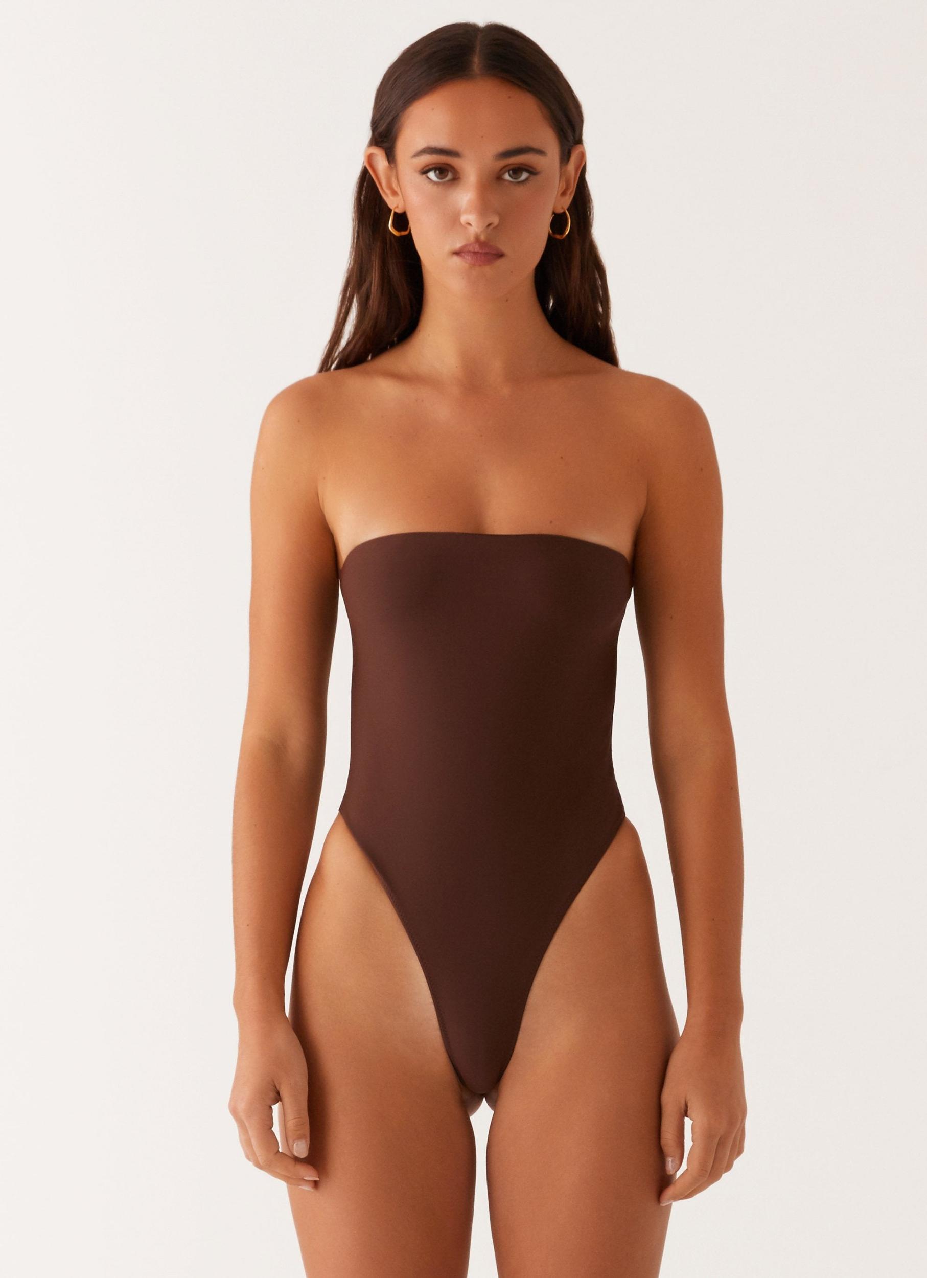 Maxine Strapless One Piece Swimsuit - Brown Product Image