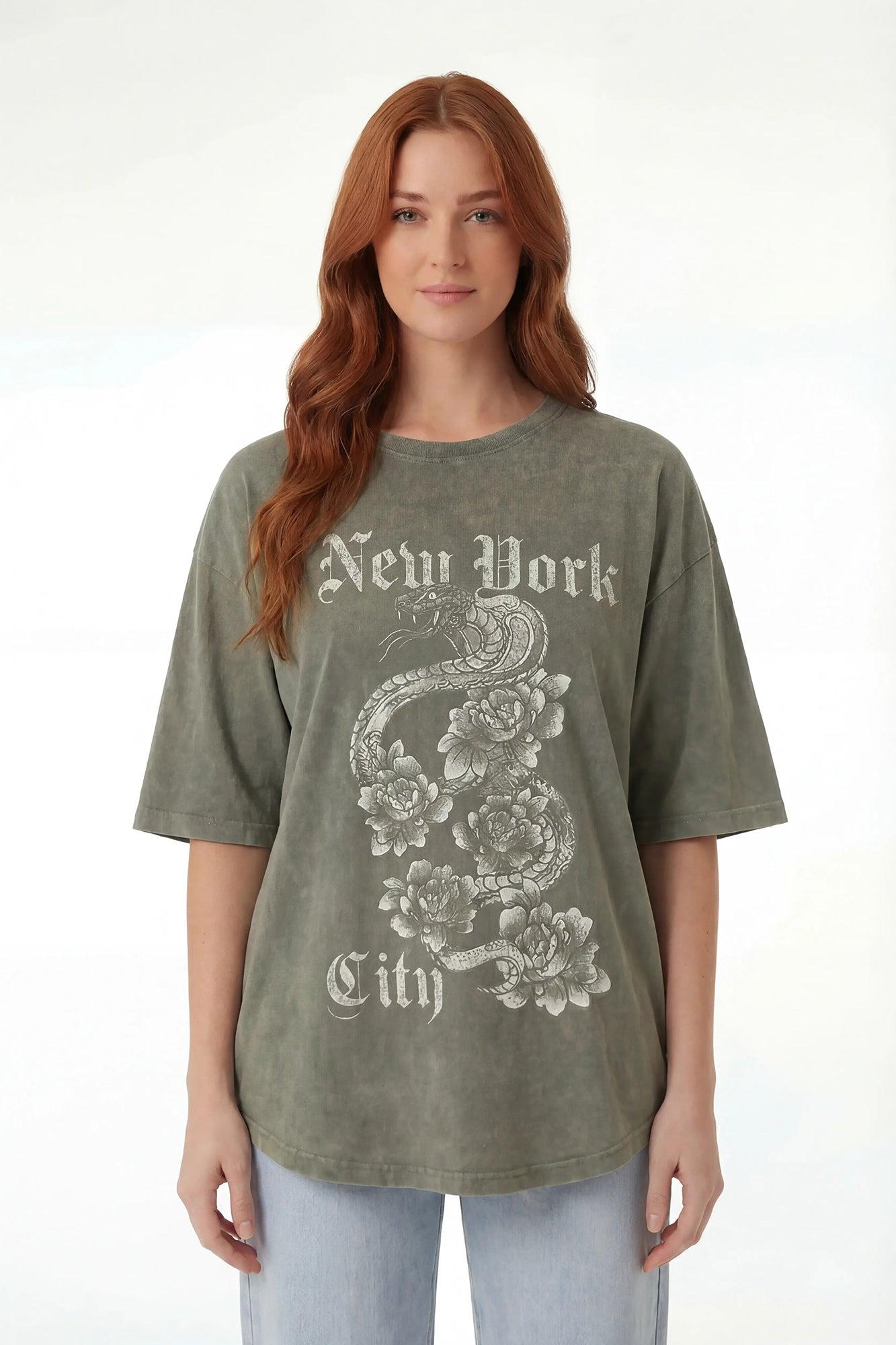 Oversized Graphic Washed T-Shirt Female Product Image