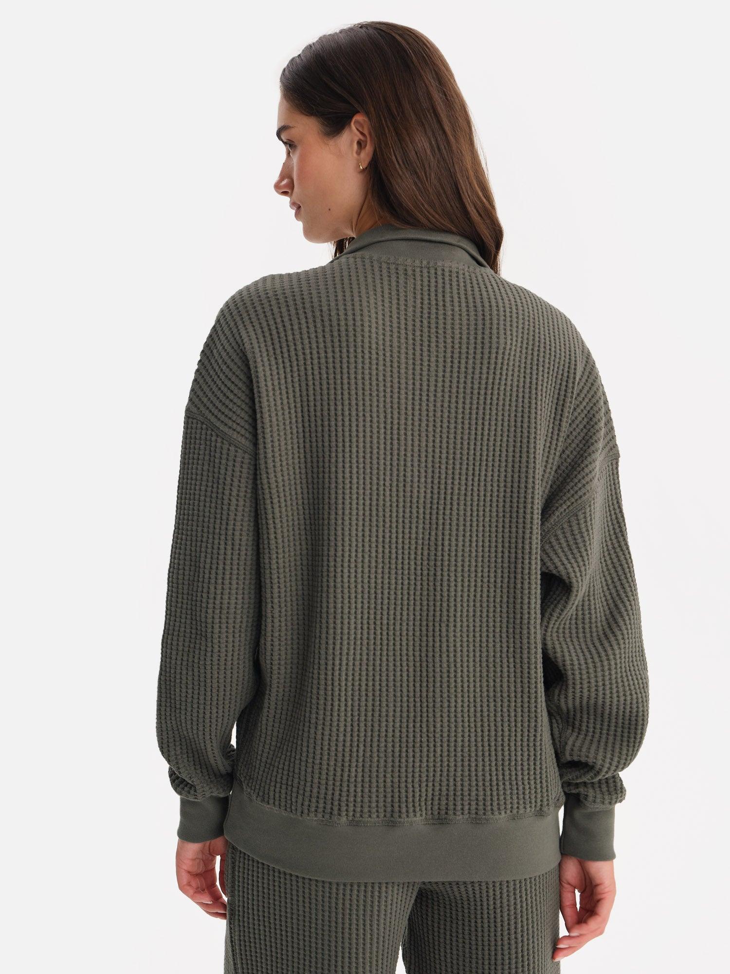 Organic Waffle Collared Half-Zip Sweatshirt Female Product Image