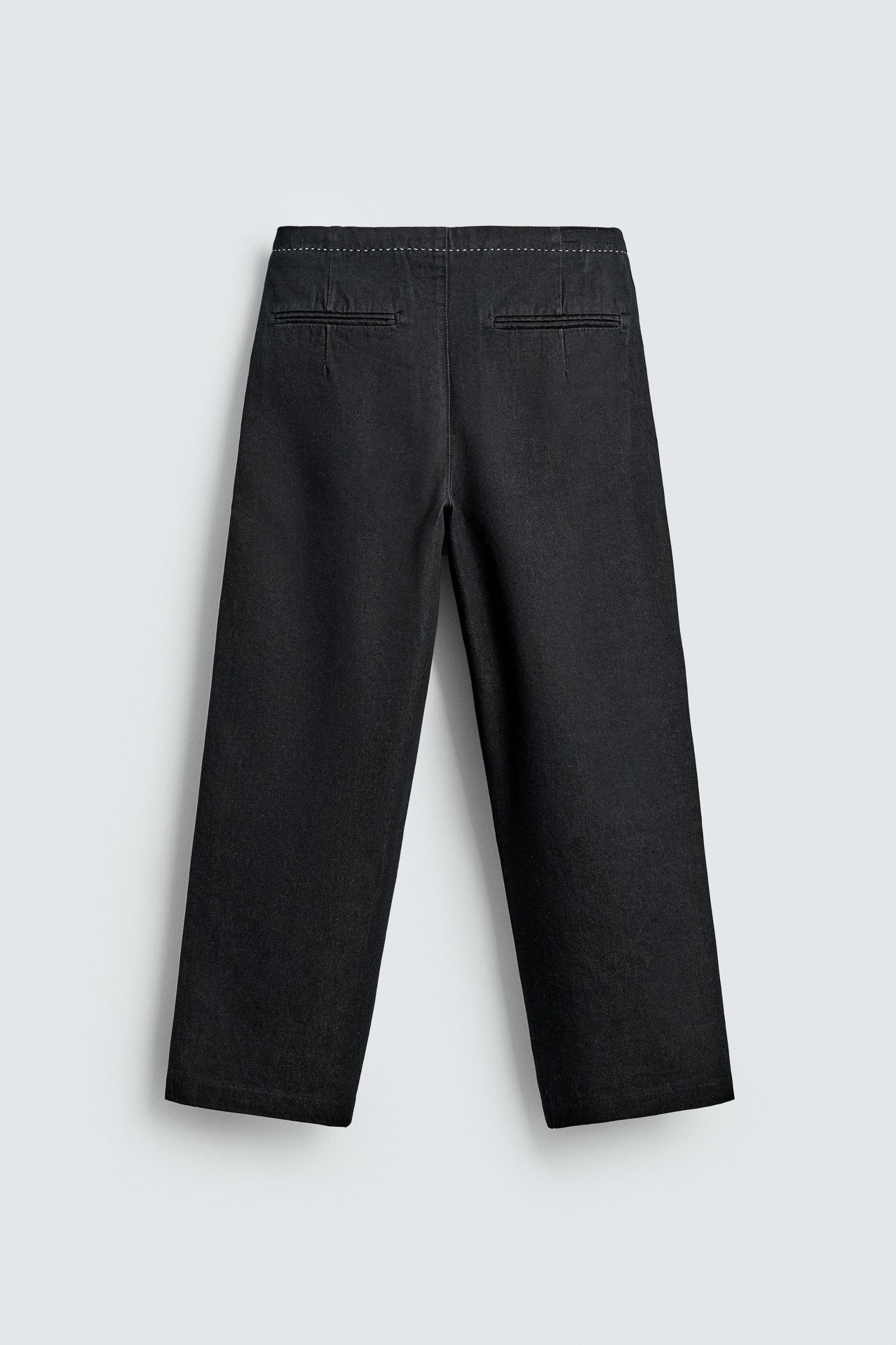CONTRAST TOPSTITCHING DENIM CHINO PANTS Product Image
