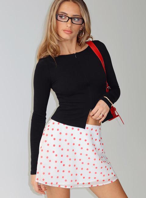 Dapple Bias Mini Skirt White / Red Polka Product Image