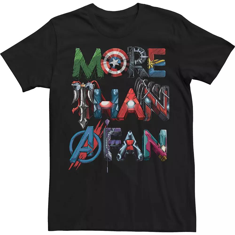 Big & Tall Marvel More Than A Fan Character Letter Text Word Stack Tee, Men's, Size: 4XL, Black Product Image