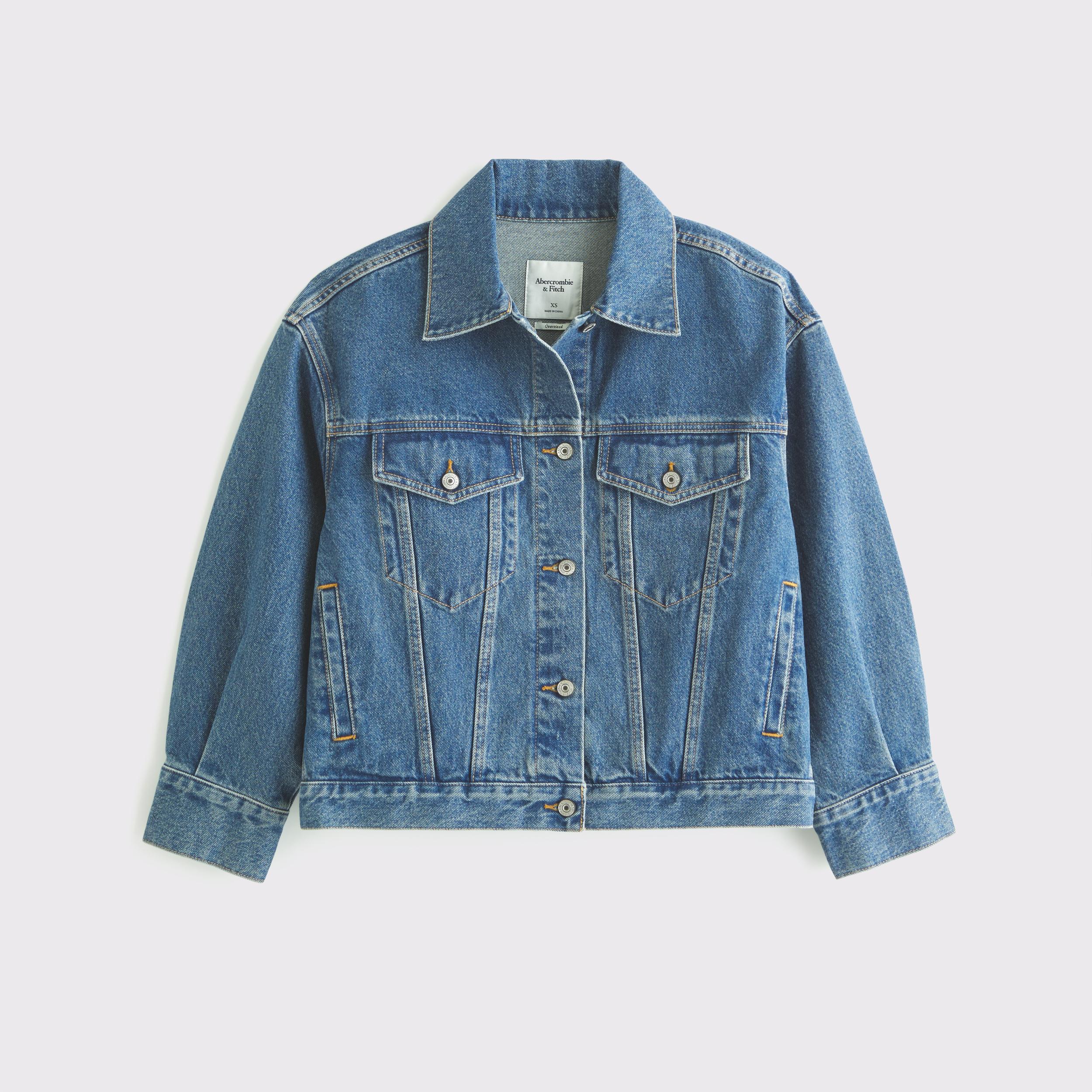 Oversized Distressed Denim Trucker Jacket Product Image