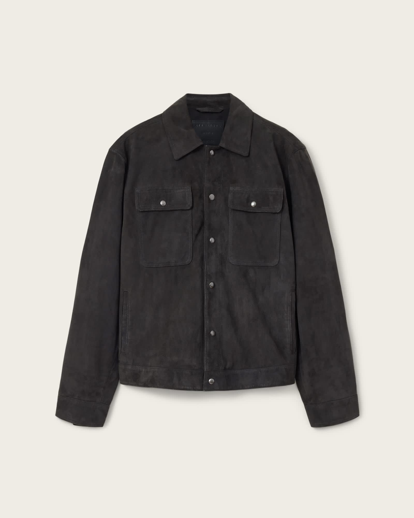 Shelton Leather Jacket Washed Black | ALLSAINTS US Product Image