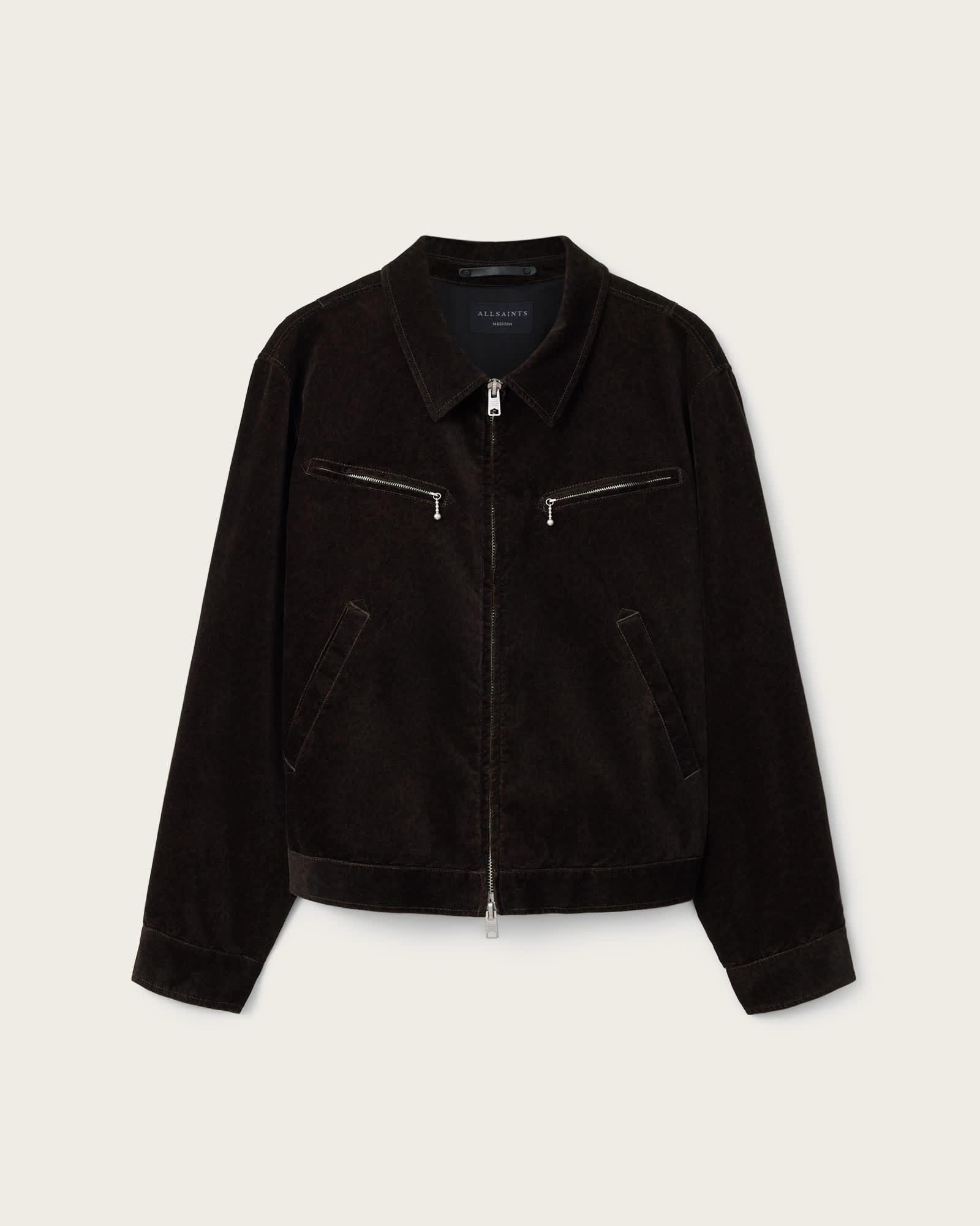 Korey Relaxed Fit Cotton Jacket TRAVERSE BROWN | ALLSAINTS US Product Image