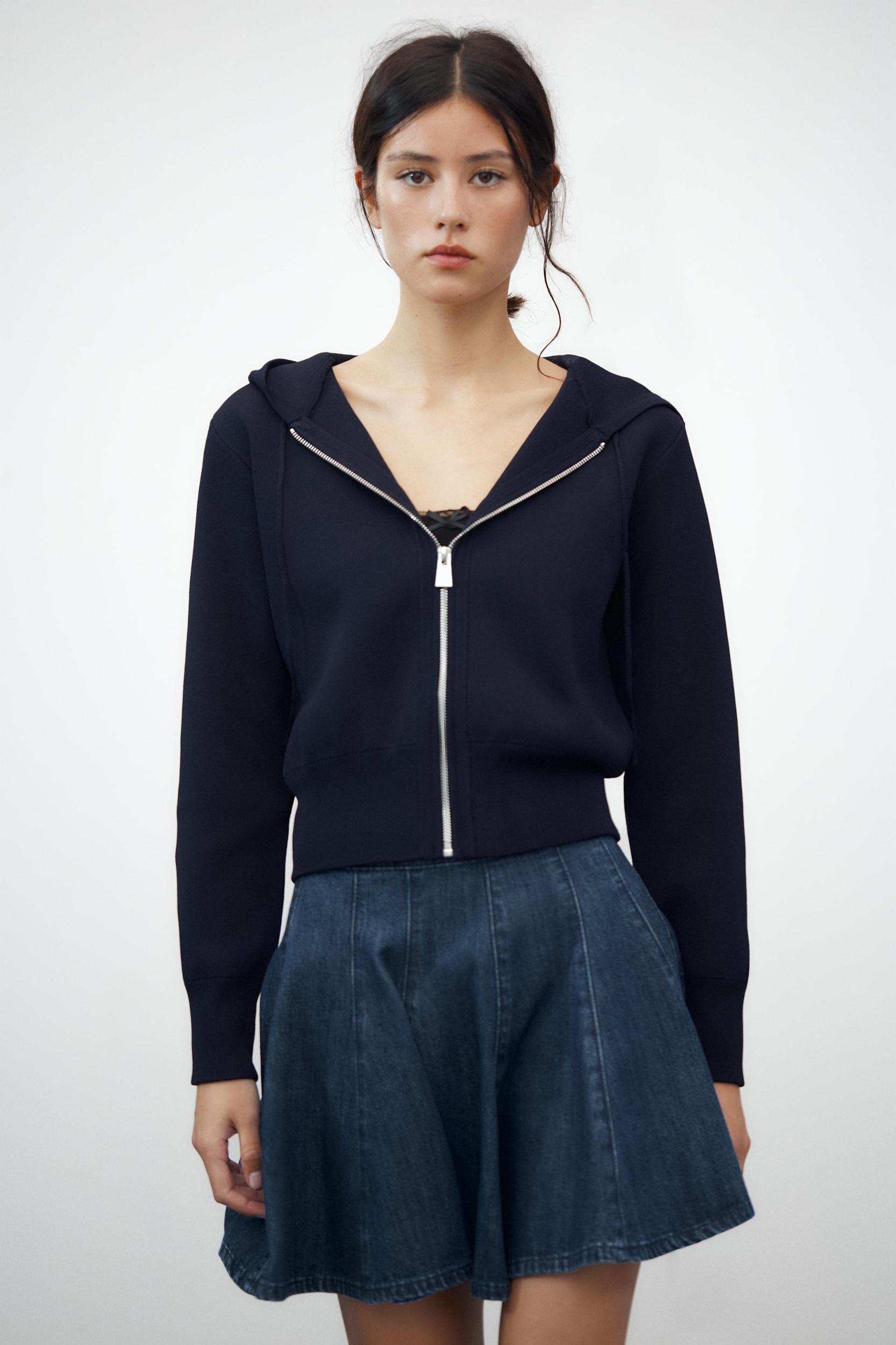 PLAIN HOODED CARDIGAN Product Image