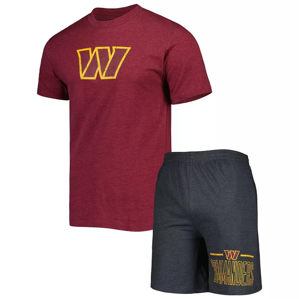 Men's Concepts Sport Burgundy/Charcoal Washington Commanders Meter T-Shirt & Shorts Sleep Set,  Product Image