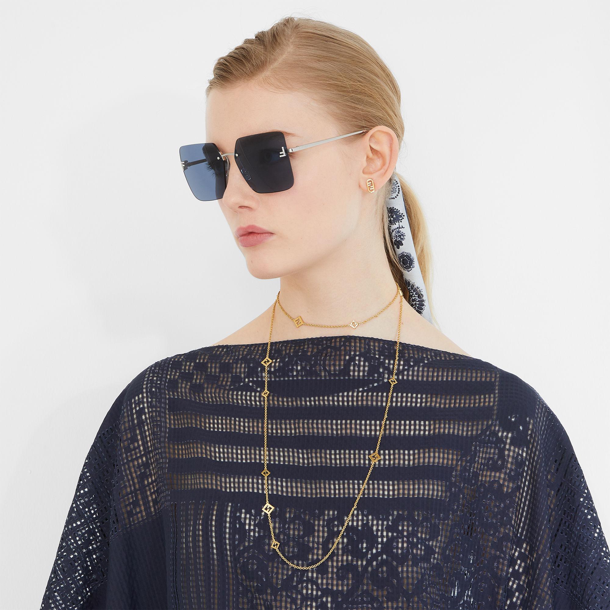 Fendi First CrystalPalladium-finish metal sunglasses Product Image