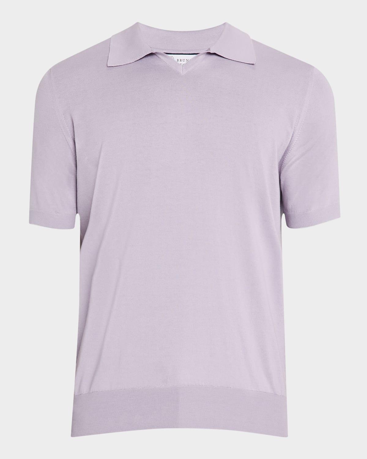 Men's Cotton Johnny Collar Short-Sleeve Polo Sweater Product Image