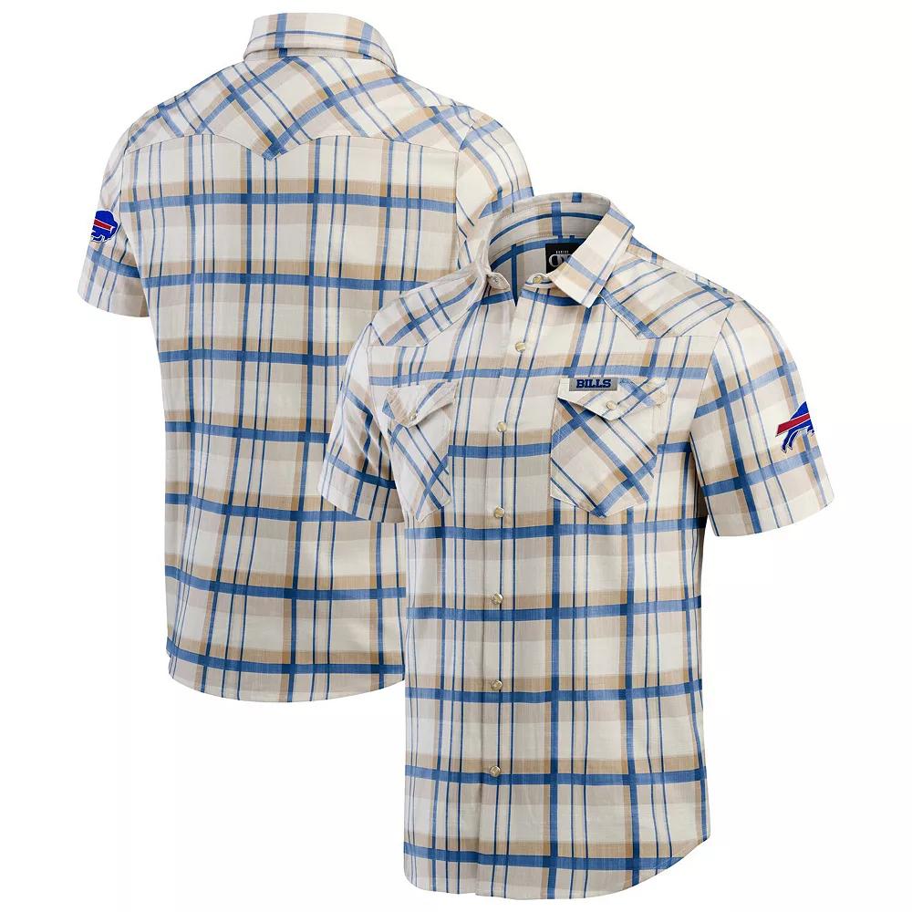 Men's Darius Rucker Collection by Fanatics Royal Buffalo Bills Plaid Full-Snap Shirt, Size: Small, Beige Product Image
