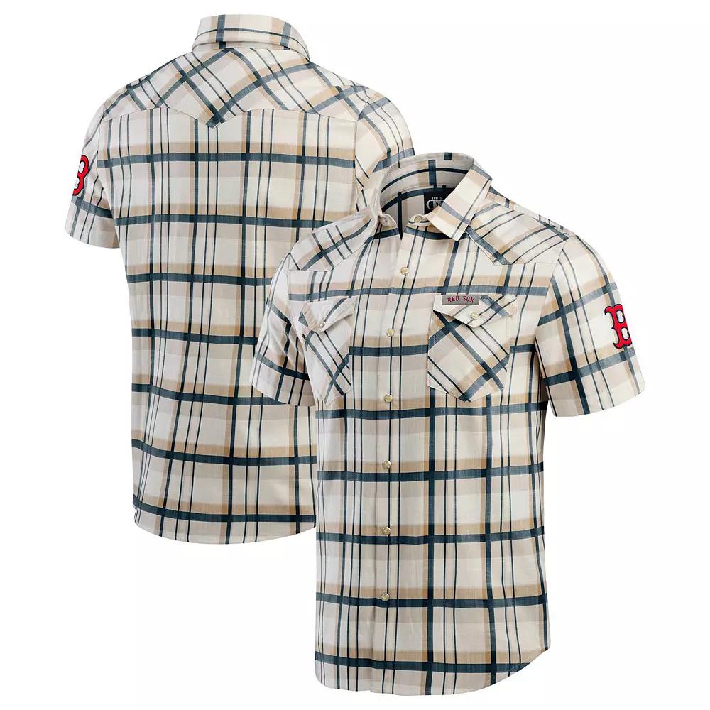 Men's Darius Rucker Collection by Fanatics Navy Boston Red Sox Plaid Full-Snap Shirt,  Product Image