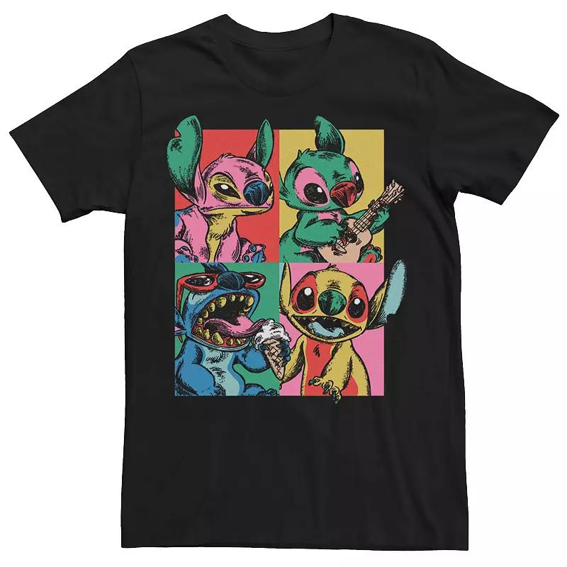 Disney's Lilo & Stitch Men's Grunge Stitch Neon Panel Tee,  Product Image