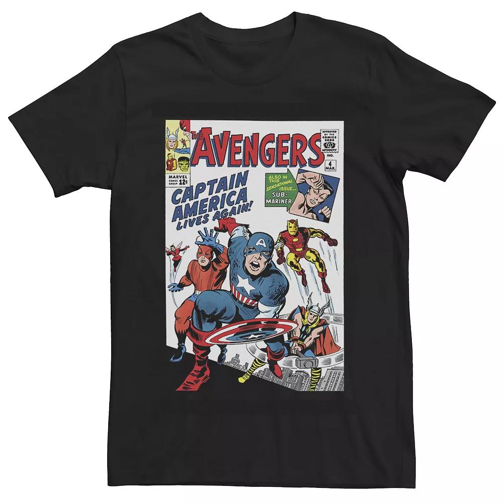 Men's Marvel Avengers Captain America Lives Again Comic Cover Tee,  Product Image
