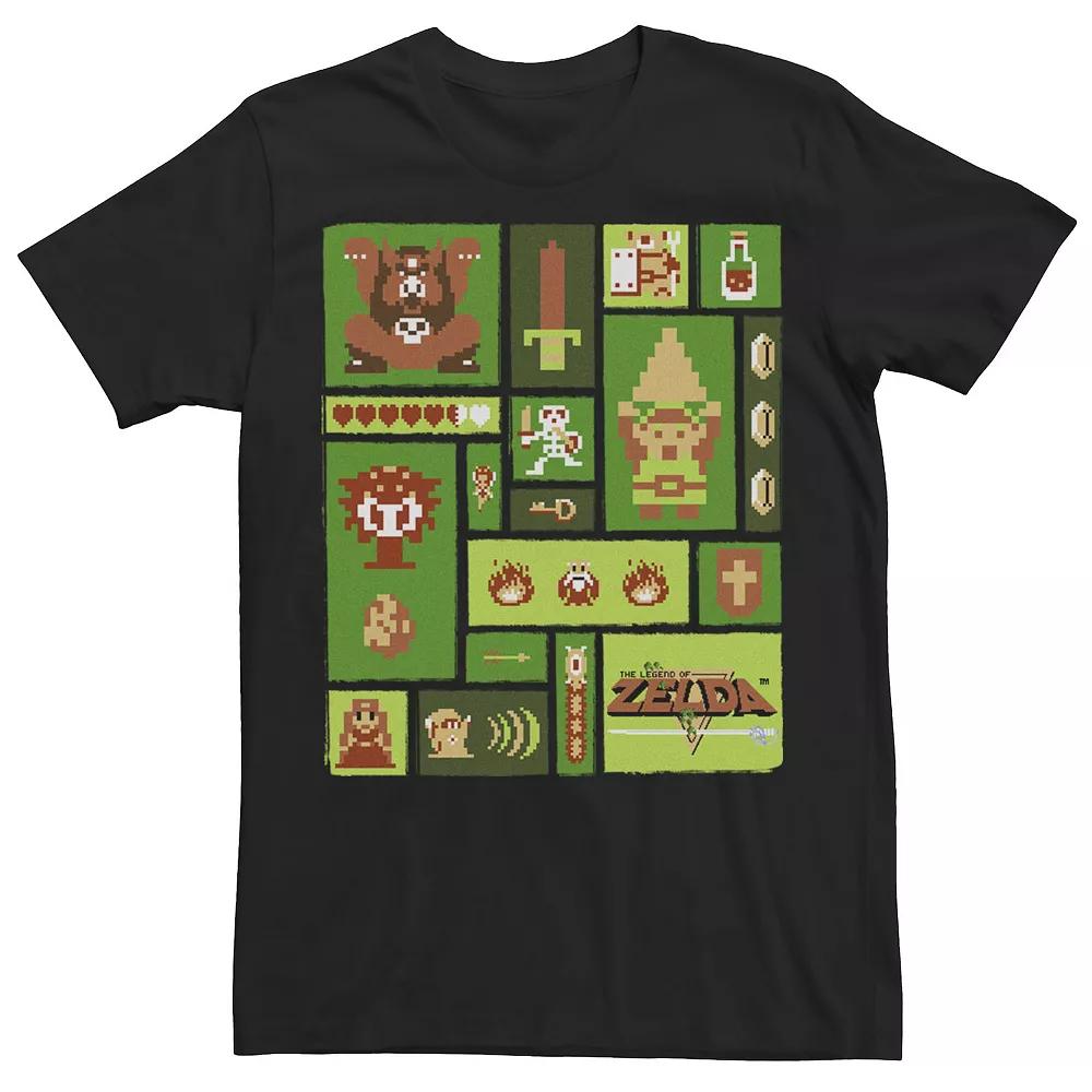 Men's Nintendo The Legend of Zelda 8-bit Character Layout Graphic Tee,  Product Image