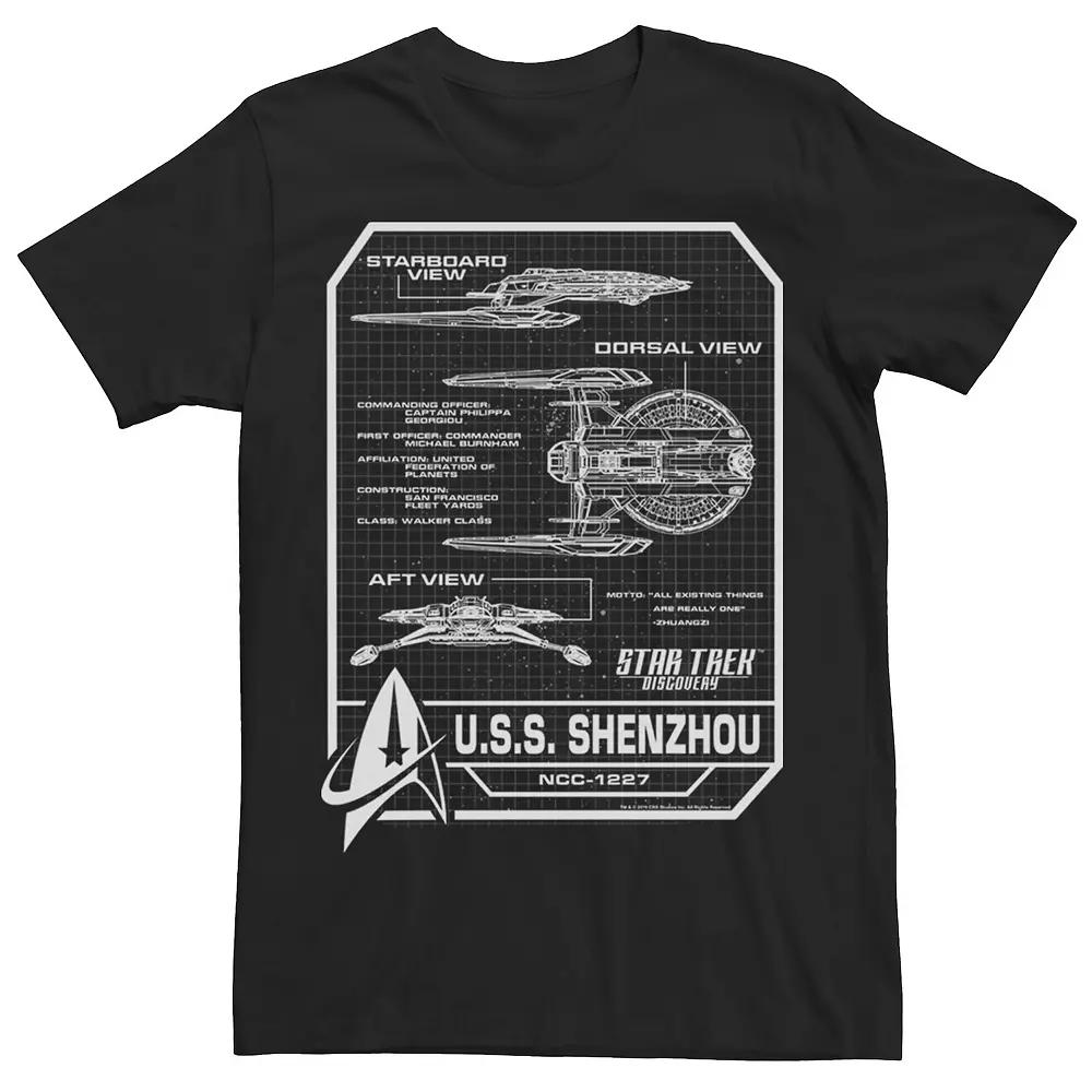 Men's Star Trek Discovery U.S.S. Shenzhou Schematics Short Sleeve Tee,  Product Image