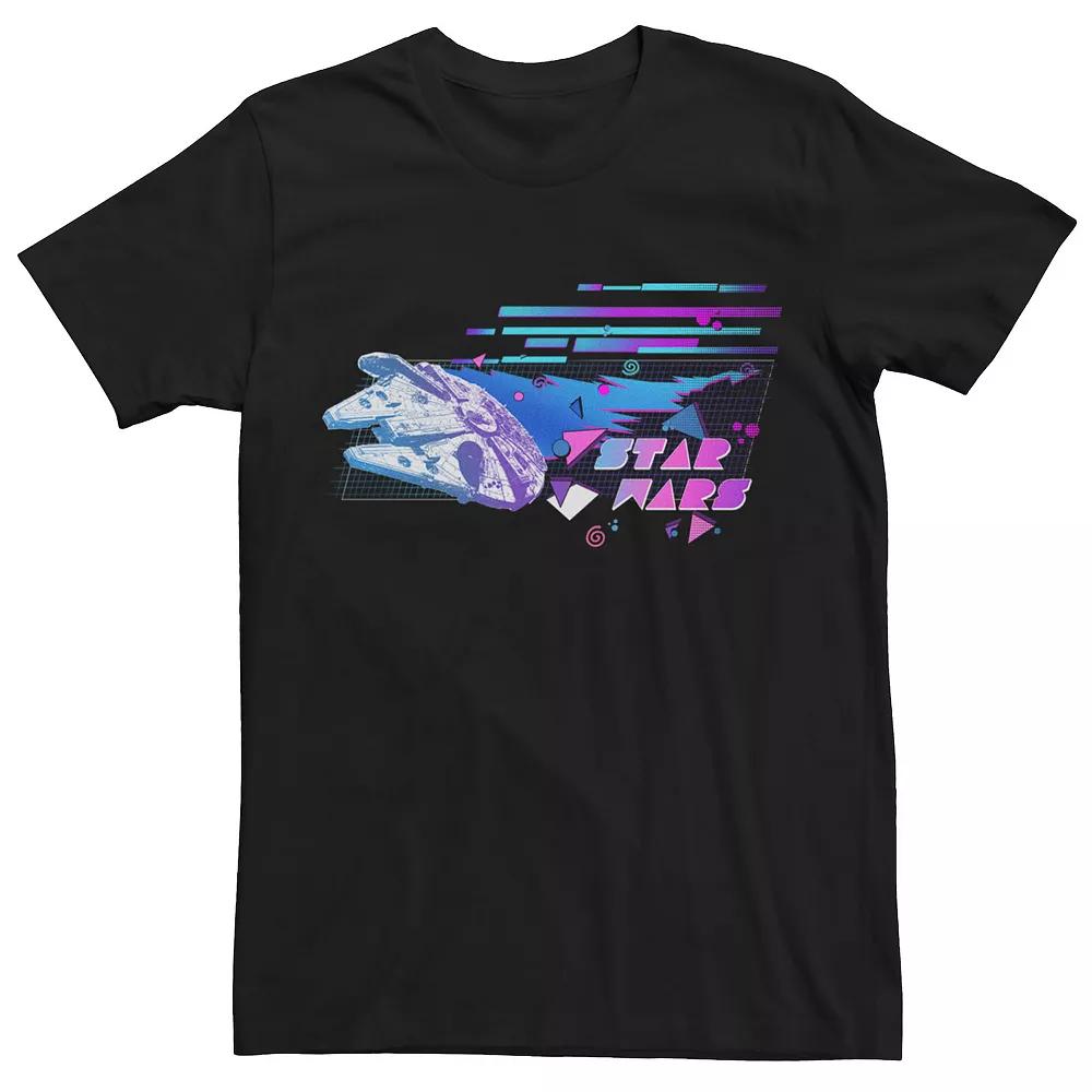 Men's Star Wars Millennium Falcon 90's Digital Retro Graphic Tee, Size: Medium, Black Product Image
